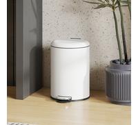 HOMCOM Poubelle 20L, avec pédale, seau intérieur, résistant aux empreintes digitales, fermeture silencieuse, Blanc cassé