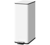 HOMCOM Poubelle 20L, couvercle à fermeture douce, compartiment désodorisant, anti-traces de doigts, inox, Blanc