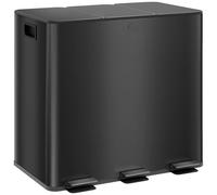HOMCOM Poubelle 3 x 15L Poubelle à pédale Poubelle cosmétique avec couvercle et pédale, poubelle avec seau intérieur, pour salon, bureau, inox, 61,9 x 36,6 x 43,2 cm