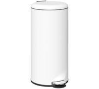 HOMCOM Poubelle 30L à pédale Blanc Crème 36x30x63.5 cm