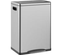 HOMCOM Poubelle 40L Poubelle à pédale avec couvercle et pédale, poubelle avec 2 seaux intérieurs, fonction soft-close pour salon, bureau