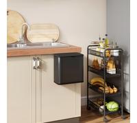 HOMCOM Poubelle 8 L, placable sur pied ou suspendue, acier inoxydable, Noir