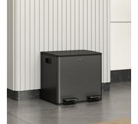 HOMCOM Poubelle à 2 Sections de 15L avec Fermeture Silencieuse, en Acier Inoxydable et PP, 41.7x36.6x43.2 cm, Noir