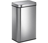 HOMCOM Poubelle à capteur 60 L avec couvercle à fermeture douce, poubelle de cuisine automatique sans contact en acier inoxydable anti-traces pour cuisine, maison, bureau, argenté