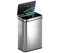 HOMCOM Poubelle à Capteur 60 L, Couvercle à Fermeture Douce Argenté
