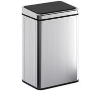 HOMCOM Poubelle à Capteur de 40L avec Couvercle à Fermeture en Douceur, Poubelle de Cuisine Automatique Sans Contact en Acier Inoxydable Résistant aux Empreintes pour Maison, Bureau, Argenté