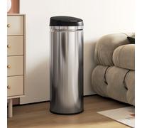 HOMCOM Poubelle à Capteur de 50 Litres avec Fonction Soft-Close, poubelle à déchets sans contact en acier inoxydable pour une gestion hygiénique des déchets en cuisine, bureaux, couleur argent