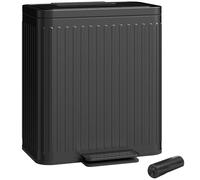 HOMCOM Poubelle à double compartiment 2 x 20L, poubelle de cuisine à pédale tri sélectif, seaux intérieurs amovibles, couvercle fermeture douce, maintien en ouverture, sacs-poubelle, anti-traces, noir