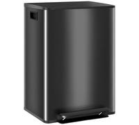 HOMCOM Poubelle à double compartiment 2 x 30L, poubelle de cuisine à pédale tri sélectif en acier inoxydable, seaux intérieurs, couvercle à fermeture douce et maintien en ouverture, poignées, noir