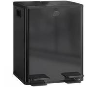 HOMCOM Poubelle à double compartiment 2x20L, poubelle de cuisine à pédale en acier inoxydable, seaux intérieurs amovibles, couvercle à fermeture douce maintien en ouverture, anti traces, noir brillant