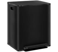 HOMCOM Poubelle à Double Compartiment 2x25L Acier Inoxydable Noir Mat