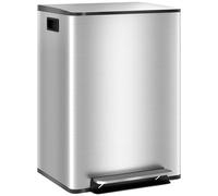 HOMCOM Poubelle à Double Compartiment 2x30L Acier Inoxydable Argent