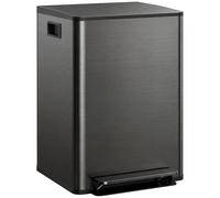 HOMCOM Poubelle à Double Compartiment 2x30L Acier Inoxydable Noir Brillant