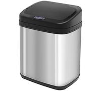 HOMCOM Poubelle automatique 20L Poubelle de cuisine en acier inoxydable avec capteur infrarouge Ouverture automatique Poubelle intérieure amovible et poignée 33x25x42,5 cm Argent et noir