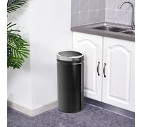 HOMCOM Poubelle automatique 42L, poubelle de cuisine acier galvanisé à capteur de mouvement et bac interne amovible, noir