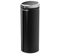 HOMCOM Poubelle automatique 50L, poubelle de cuisine en acier galvanisé à capteur de mouvement et bac interne amovible, noir