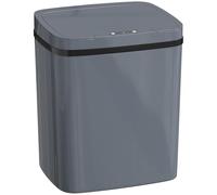HOMCOM Poubelle automatique à capteur - 15 l - Avec deux modes d'ouverture - Pour bureau, chambre à coucher, cuisine - Plastique - Gris