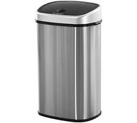 HOMCOM Poubelle automatique Poubelle de cuisine avec capteur infrarouge 58L argent L40,9 x l28,9 x H68 cm