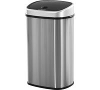 HOMCOM Poubelle automatique Poubelle de cuisine avec capteur infrarouge 58L argent L40,9 x l28,9 x H75 cm