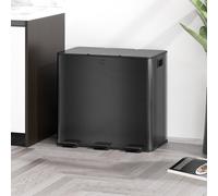 HOMCOM Poubelle avec 3 x 15L de compartiments, couvercles de désodorisant, anti-empreintes digitales, fermeture douce, amovible, Noir
