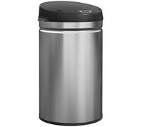 HOMCOM Poubelle avec capteur, 30 l, automatique, silencieuse, en acier inoxydable, avec couvercle à fermeture douce, capteur de mouvement, résistante aux empreintes digitales, pour bureau, chambre à
