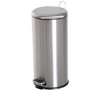 HOMCOM Poubelle avec ouverture à pédale poubelle automatique fermeture interne amovible avec volume de 30 L acier inoxydable Ф29,2 x 62,9 cm Argenté