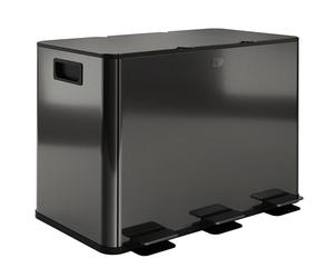 HOMCOM Poubelle Cuisine 3 x 15L Tri Sélectif 3 Compartiments Noir Brillant
