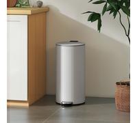 HOMCOM Poubelle cuisine 30L, poubelle à pédale avec seau intérieur amovible, couvercle à fermeture douce, 36x30x60,5cm, gris