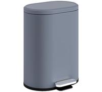 HOMCOM Poubelle cuisine 6L compacte, poubelle à pédale en métal avec seau intérieur amovible, couvercle à fermeture douce, anti-traces de doigts, pour chambre, salle de bain, bureau, grise