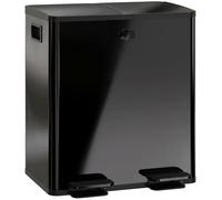 HOMCOM Poubelle Cuisine à Double Compartiment 2x20L Pédale Noir Brillant