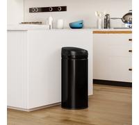 HOMCOM Poubelle cuisine automatique 42L acier inoxydable, poubelle à couvercle à fermeture en douceur, 30,5x30,5x68cm, noir