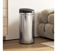 HOMCOM Poubelle de 42L avec Capteur de Mouvement et Ouverture Automatique, 30,5x30,5x68 cm, Noir et Argent