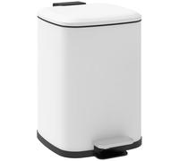 HOMCOM Poubelle de cuisine 12L avec couvercle à fermeture douce poubelle à pédale poubelle anti-traces de doigts et seau intérieur amovible, blanc