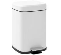 HOMCOM Poubelle de cuisine 12L poubelle à pédale en acier inoxydable avec couvercle à fermeture douce, compacte, seau intérieur amovible, 24,5 x 32 x 36,5 cm, blanc
