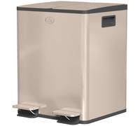 HOMCOM Poubelle de cuisine 2 compartiments de 2 x 20L, acier inoxydable, couvercle à fermeture douce, 45,8x36x51,6cm, or