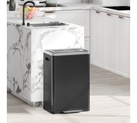 HOMCOM Poubelle de cuisine 2 compartiments de 2 x 20L, poubelle avec pédale, couvercle à fermeture douce 40 x 34,8 x 59 cm noir