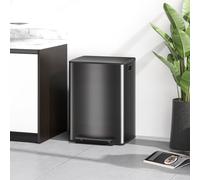 HOMCOM Poubelle de cuisine 2 compartiments de 2 x 30L, acier inoxydable, couvercle à fermeture douce, 47,7x37,5x66,8cm, noir