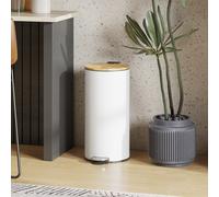 HOMCOM Poubelle de Cuisine 30L avec Pédale Couvercle en Bambou à Fermeture Douce et Bac Amovible pour Chambre Bureau Salon Blanc