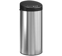 HOMCOM Poubelle de cuisine automatique 30 L en acier inoxydable, couvercle à fermeture en douceur, poubelle à capteur de mouvement sans contact, fonctionnant par piles, anti-digitales, argent