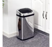 HOMCOM Poubelle de cuisine automatique 30L acier inoxydable, poubelle à capteur de mouvement avec couvercle, 33x25x58cm, argent