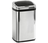 HOMCOM Poubelle de cuisine automatique 30L en acier inoxydable, poubelle à capteur de mouvement sans contact avec couvercle, fonctionne sur piles, pour maison, bureau, salle de bain, salon, argent