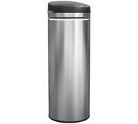 HOMCOM Poubelle de cuisine automatique 50L en acier inoxydable, couvercle à fermeture en douceur, poubelle à capteur de mouvement sans contact, résistant aux empreintes digitales, argent