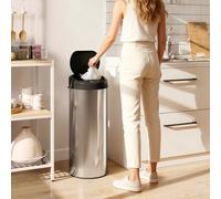 HOMCOM Poubelle de Cuisine Automatique 55 L en Acier Inoxydable avec Capteur Infrarouge Fermeture Douce Anti-traces Argenté