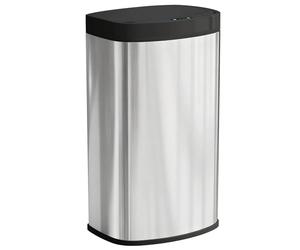 HOMCOM Poubelle de cuisine automatique 55L en acier inoxydable, couvercle à fermeture en douceur, poubelle à capteur de mouvement sans contact, résistant aux empreintes digitales, argent