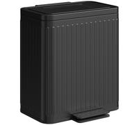 HOMCOM Poubelle de cuisine, compartiments 2 x 20 L, tri des déchets efficace, pédale, plastique, métal, noir