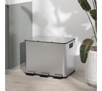 HOMCOM Poubelle de cuisine, poubelle tri sélectif, 3 compartiments de 20L, seaux intérieurs amovibles, 61,9x36,6x56,7cm, argent