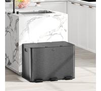 HOMCOM Poubelle de cuisine, poubelle tri sélectif, 3 compartiments de 20L, seaux intérieurs amovibles, 61,9x36,6x56,7cm, noir