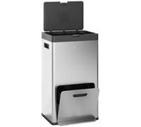 HOMCOM Poubelle de Cuisine Tri Sélectif 56L Acier INOX 410 Argent
