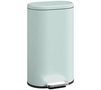 HOMCOM Poubelle pédale 30L rectangulaire fine couvercle 90° ouvert vert