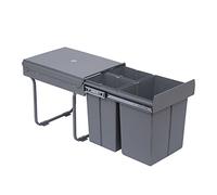 HOMCOM Poubelle sous Évier Coulissante 2x10+1x20 L 48x34,2x41,8cm Gris